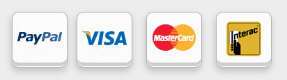 We accept PayPal, Mastercard, Visa and Interac as methods of payment
